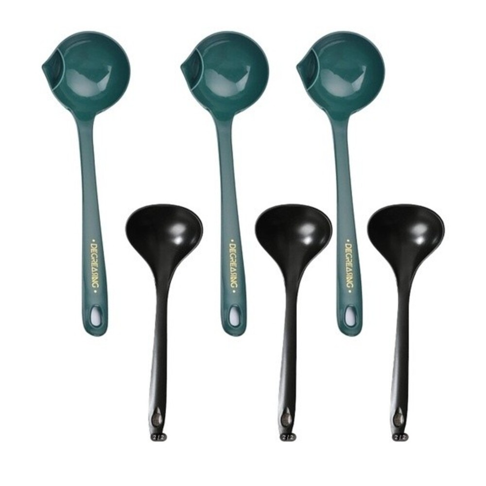 Ladle Set 3 Large Green & 3 Small Black Plastic Ladles for Every Kitchen Need SB